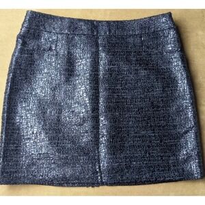 The Limited Womens Metallic Tweed Mini Skirt Navy Charcoal Shimmer Size 4